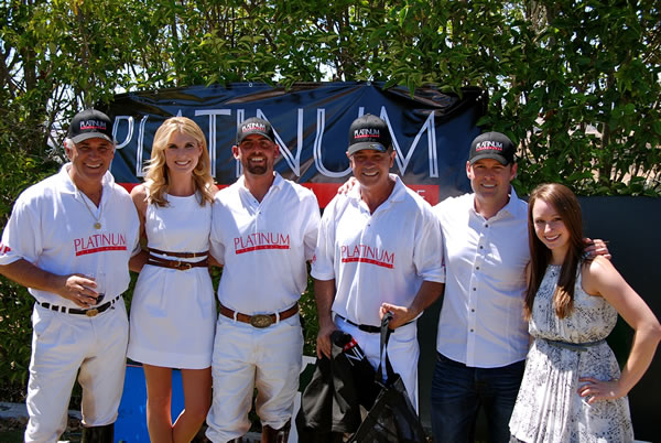 Players from the 2012 Platinum Performance S.Y.V. Polo Classic team (L to R in team shirts), Carlos Gracida, TJ Barrack, and Memo Gracida will return to play in 2013.  Also pictured celebrating victory with the players are representatives from Platinum Performance located in Buellton.